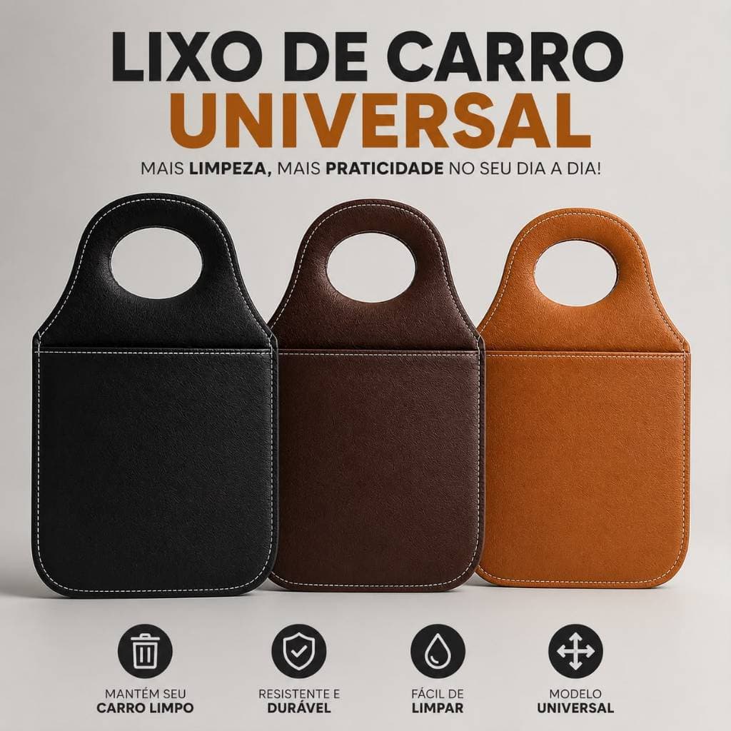 Lixeira Organizadora Lixo Para Carro Couro Ecológico Porta Lixo Automotivo Universal Câmbio