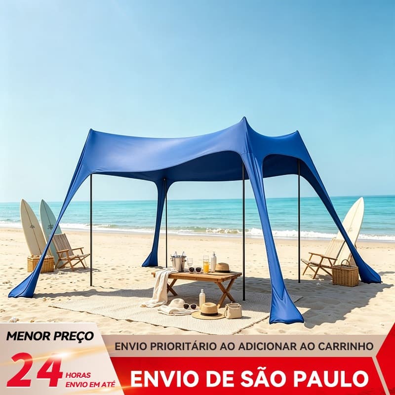 BAIERDI Tenda 3x3 Praia e Camping, Toldo Elástico Familiar, Proteção UV, À Prova de Vento com Guarda-Sol