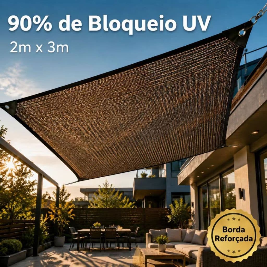 Tela Sombreamento 2x3m 90% Bloqueio UV Borda Reforçada Para Jardim Varanda Pátio Garagem
