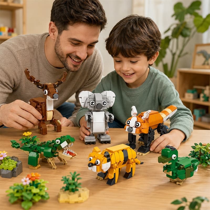Brinquedos de menino educativo 3 a 6 anos Bloco Dinossauro 3 em 1 Montagem ABS Seguro Presente Criança Pequena