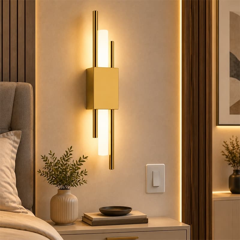 Arandela LED Dourada Luxo 10W 3 Cores Bivolt para Quarto Sala Corredor Hall 1 Unidade