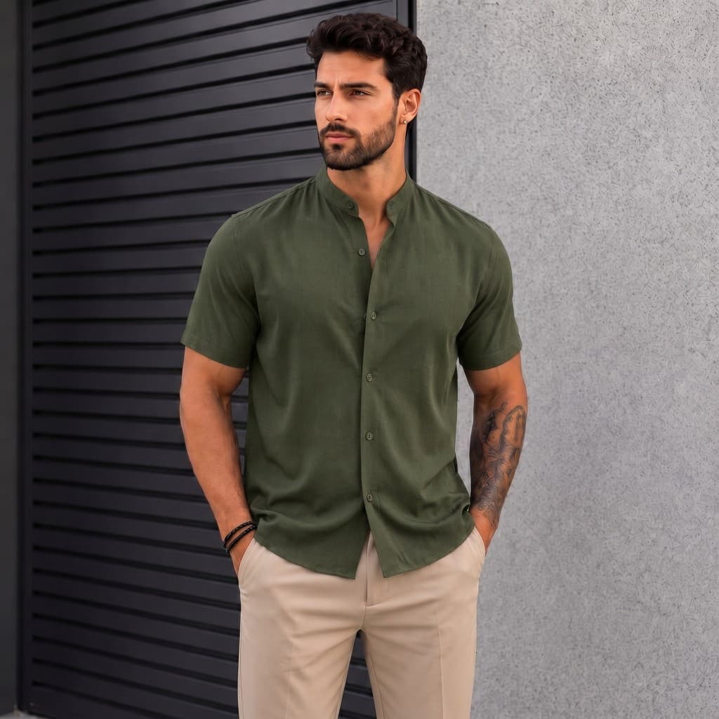 Camisa Gola Padre Masculina Slim Fit