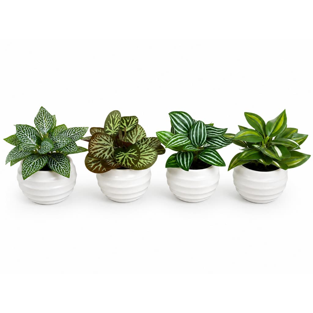 Kit 4 Planta Artificial Decorativa Com Vaso Arranjo Realista