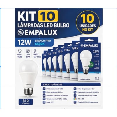 KIT 10 LÂMPADAS EMPALUX 12W 6500K