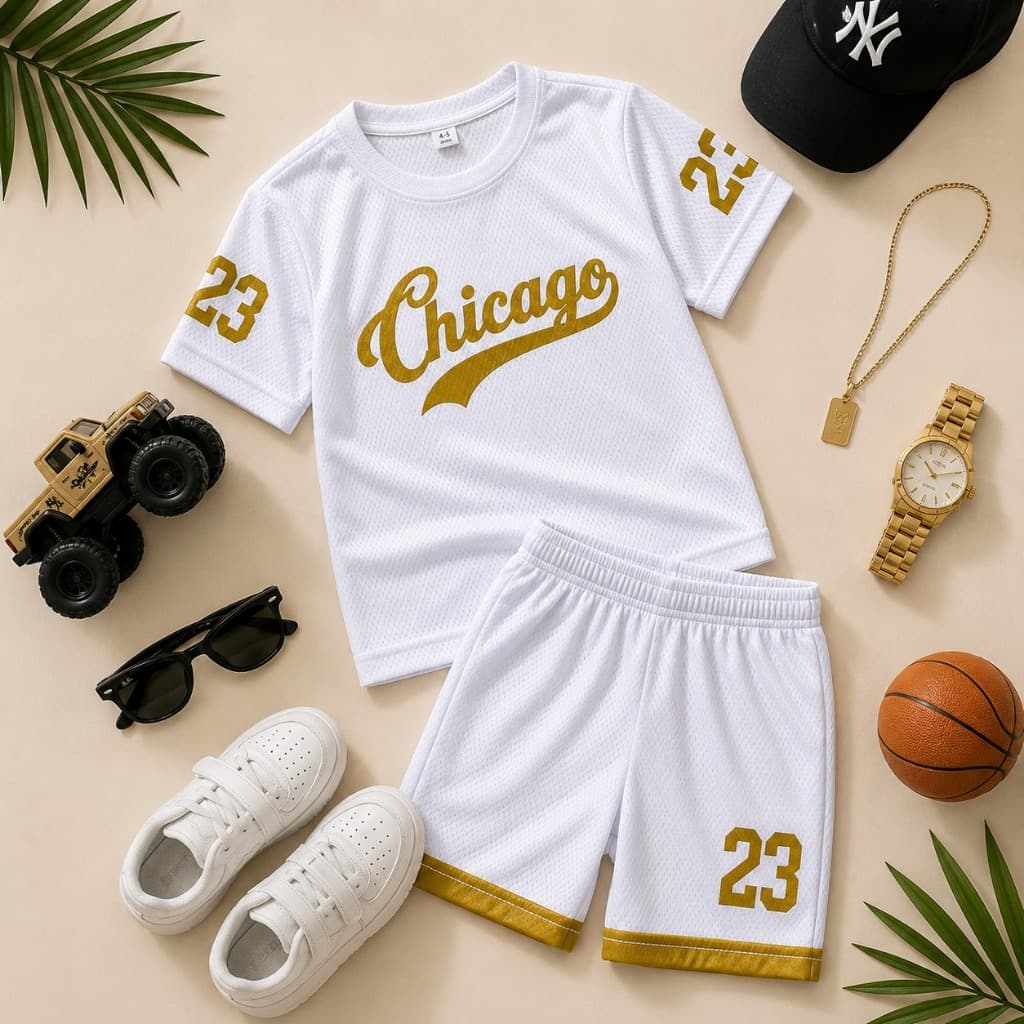 Roupa Infantil Menino Conjunto Branco Verão Camiseta Bermuda 2 ao 12 Anos