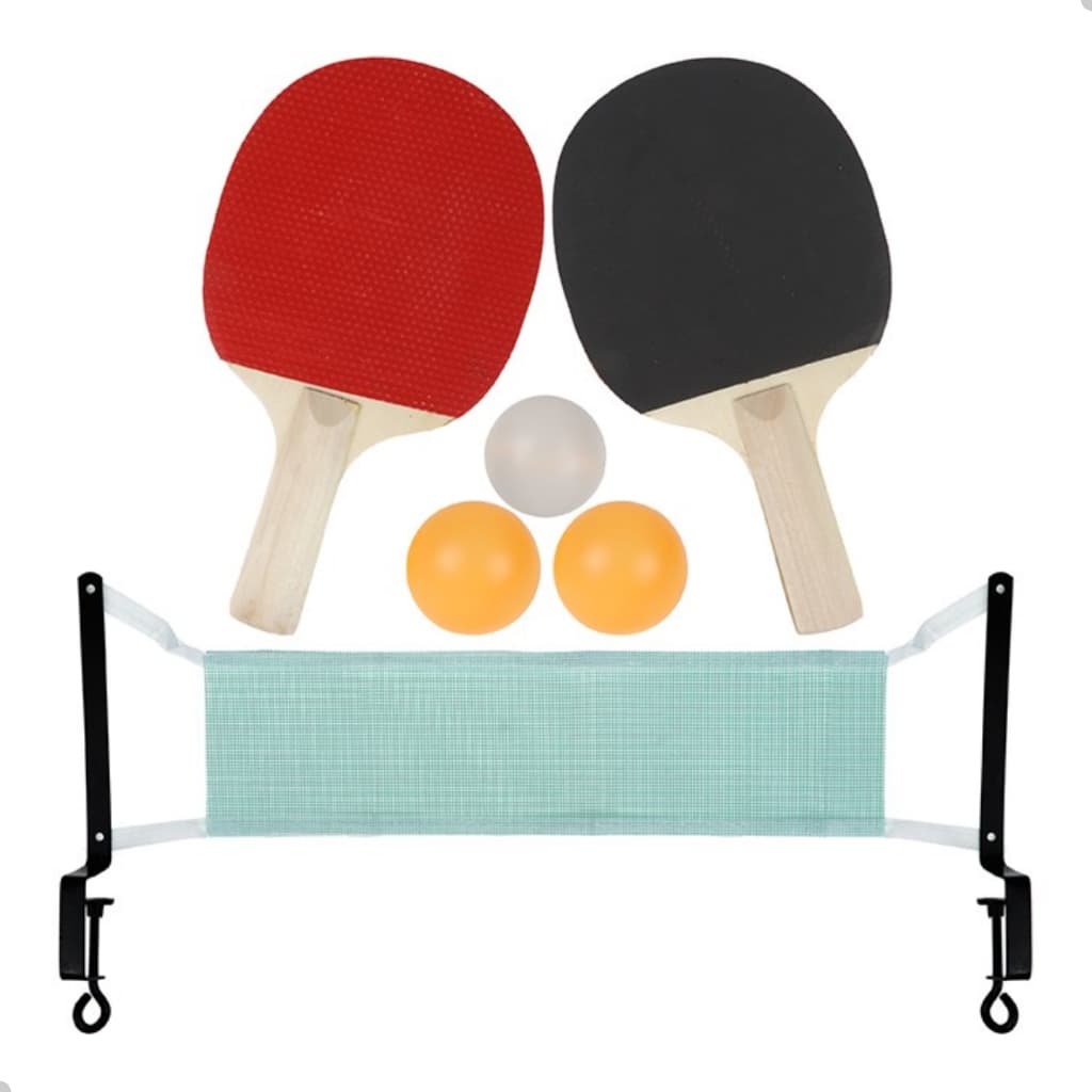 Kit Ping Pong Completo 2 Raquetes 3 Bolinhas Rede Retrátil Ajustável Tênis de Mesa Portátil Diversão