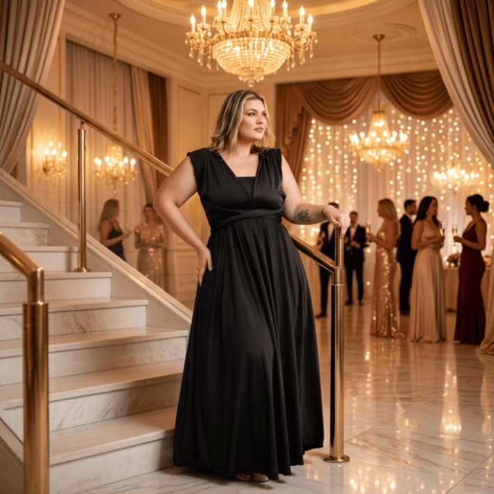 Vestido  Festa Plus Size Madrinha Longo Multiformas Multiuso Luxo GG ao G4