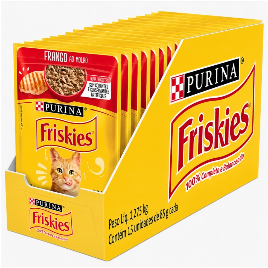 Kit 15 Unidades - Sachê Friskies Frango ao Molho 85g - Alimento Úmido para Gatos