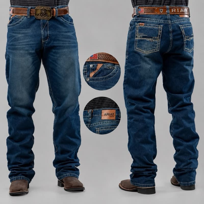 CALÇA COUNTRY ARIATT MASCULINA JEANS GROSSO LARGA RODEIO COWBOY CUT YELLOW STONE CAUNTRY