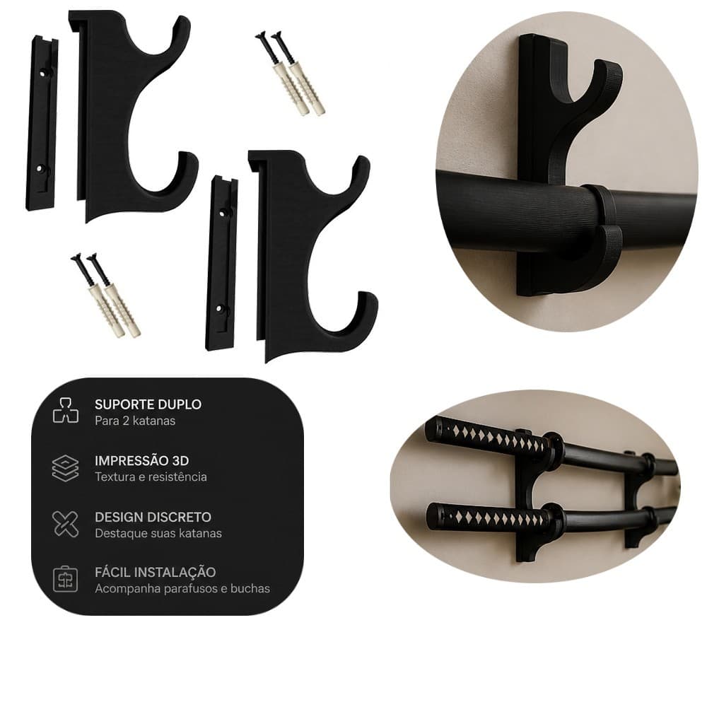 Suporte Para Espada Katana Para Painel Ou Parede (Par)