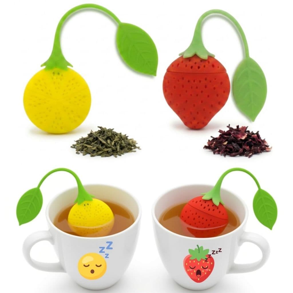 2 Infusores de Chá Silicone Morango e Limão Coador Peneira para Chá Reutilizável Clink