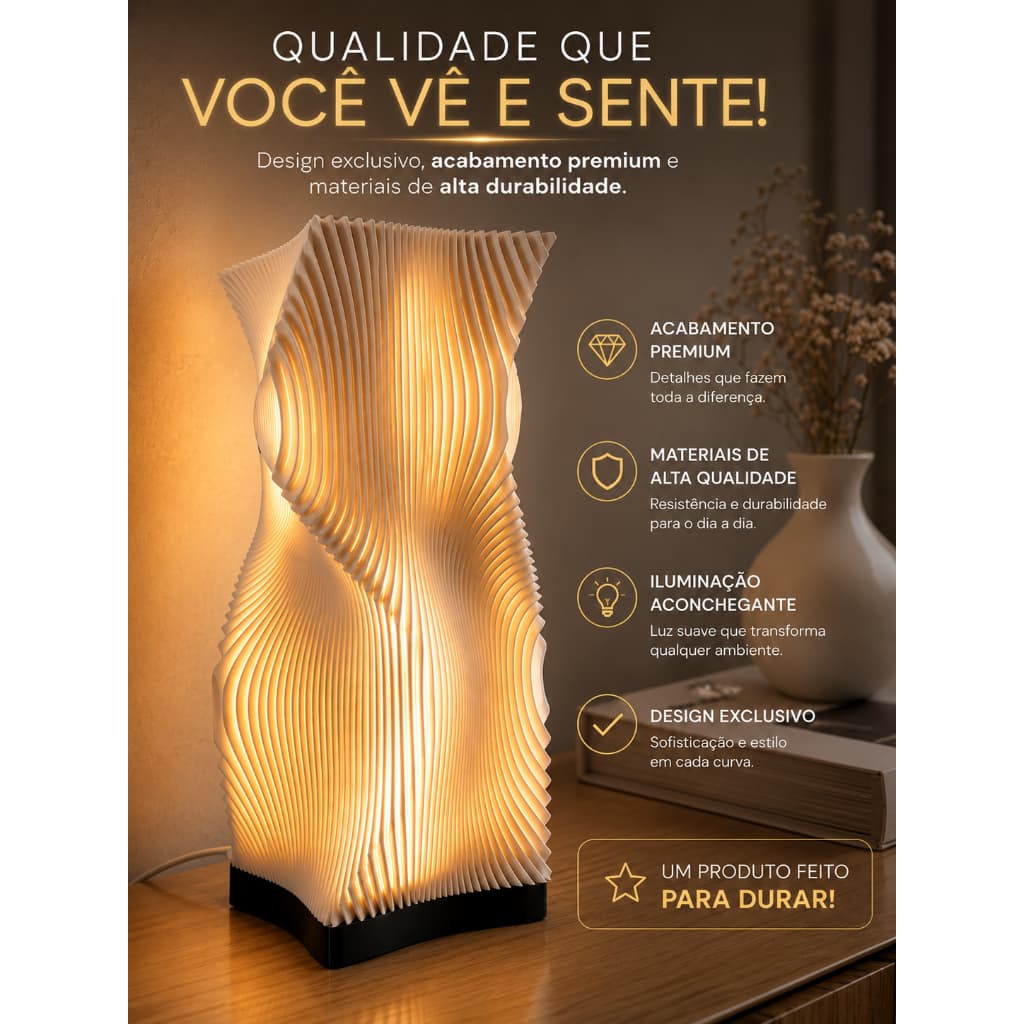 Abajur Ronda Moderno | Luminária de Mesa Decorativa LED para Quarto, Sala e Escritório | Design Premium e Iluminação Aco