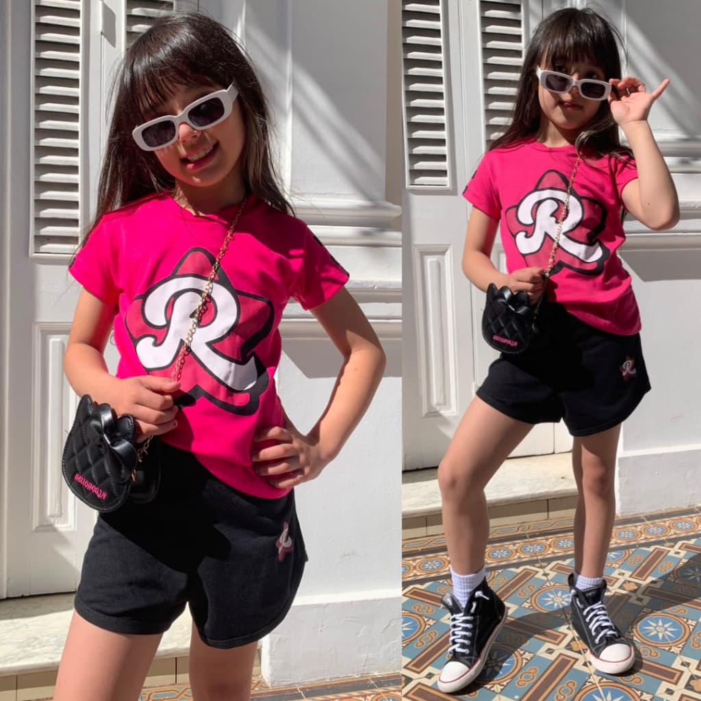 Conjunto Infantil Feminino Blusa de Malha + Short Moletinho
