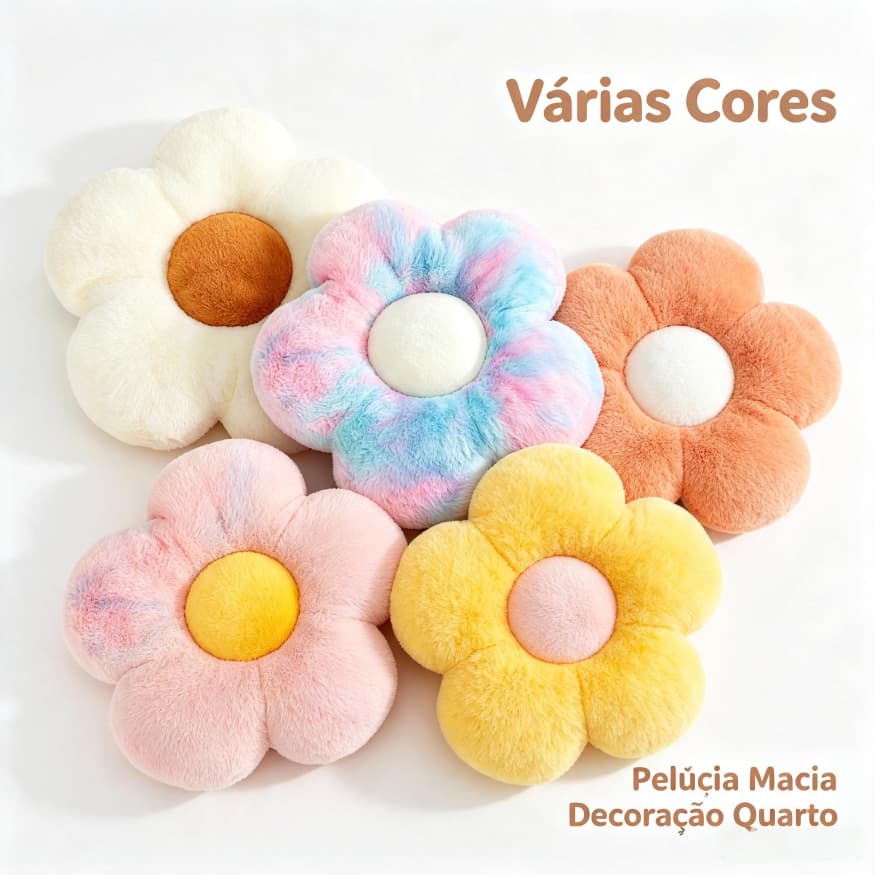 Almofada Formato Flor Pelúcia Macia, Assento Decorativo para Sofá Quarto Casa