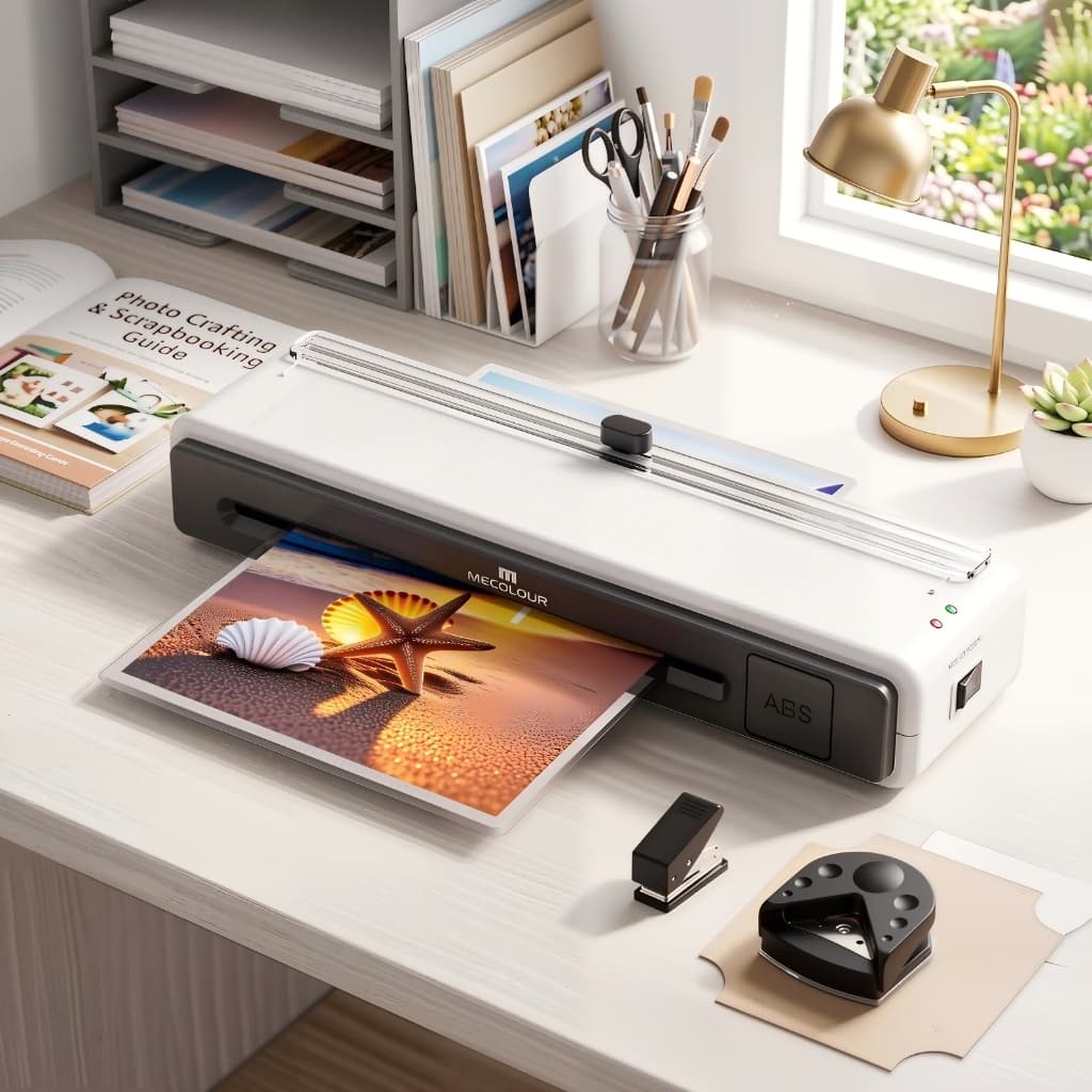 Plastificadora Laminadora A4/A5/A6 4 em 1 com Refiladora 110/220V Quente/frio MECOLOUR
