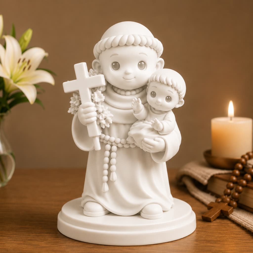 Decoração Religiosa Santo Antônio - SANTO CASAMENTEIRO  – Escultura estatua decoração Espaços de Paz Conexão Espiritual