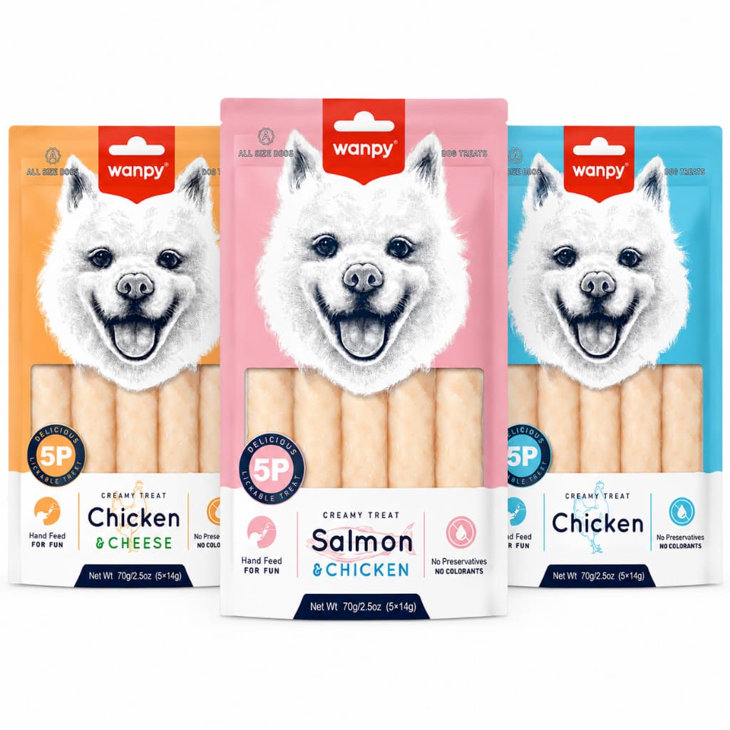 Petisco Premium Cães Úmido Cremoso Frango Delicioso Wanpy Treat Recompensa Treino Fácil Servir Saboroso Snack Saudável