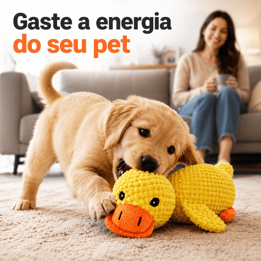 Brinquedo de Pelúcia Pato para Cães e Gatos Urso para Gastar Energia com Apito Antiestresse
