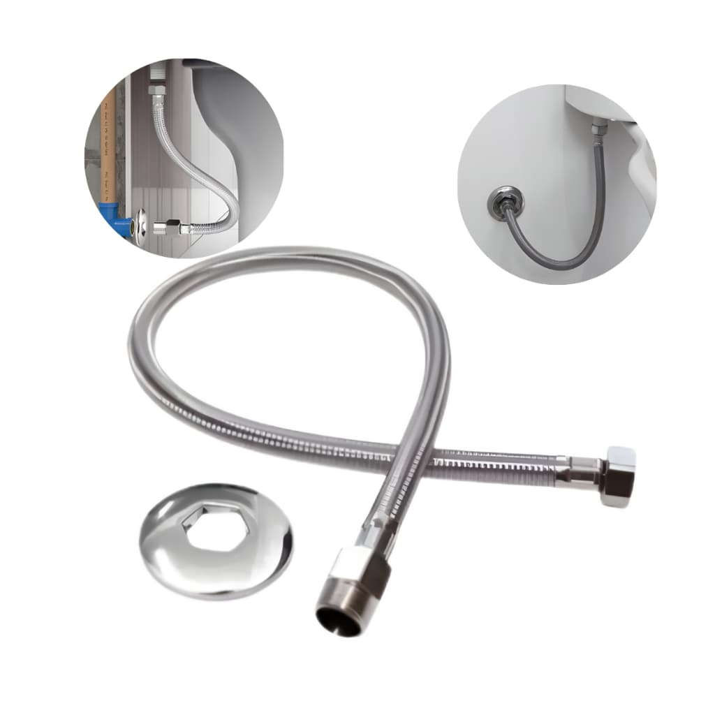 Mangueira Engate Flexível 60cm Aço Inoxidável Trançado Torneira Pias Sanitários