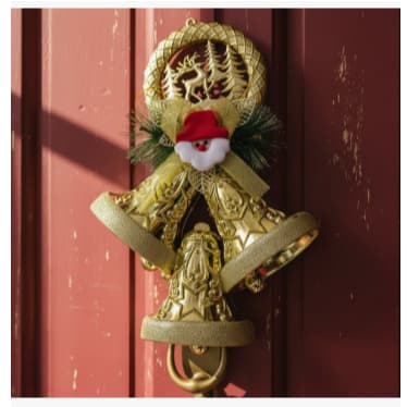 Sino De Natal Com Boneco Papai Noel Porta Decorativa 39cm