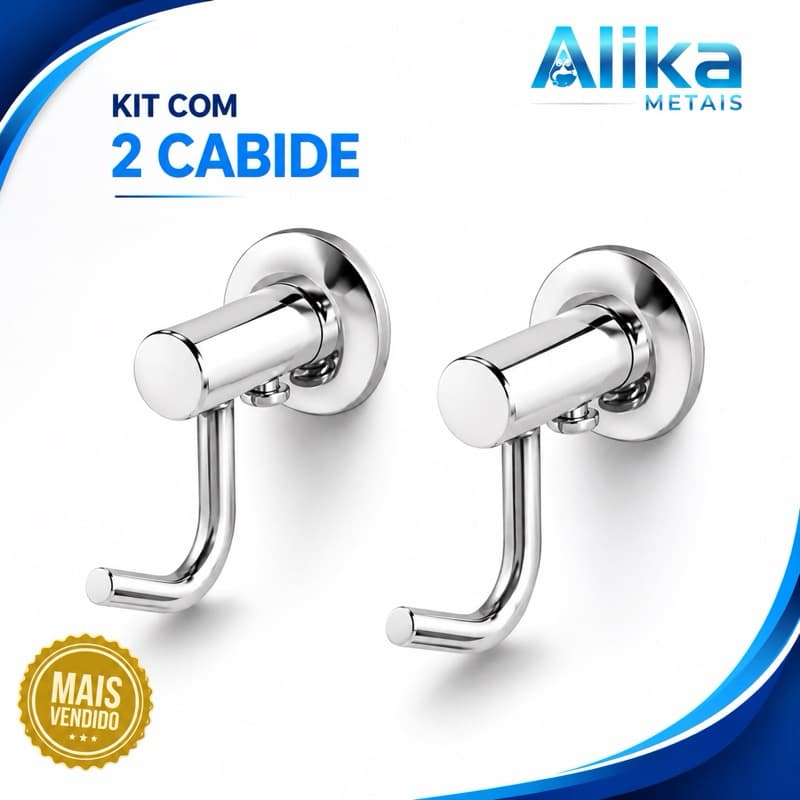 Kit 2 Gancho cabide simples de parede aço inox alumínio para banheiro cozinha