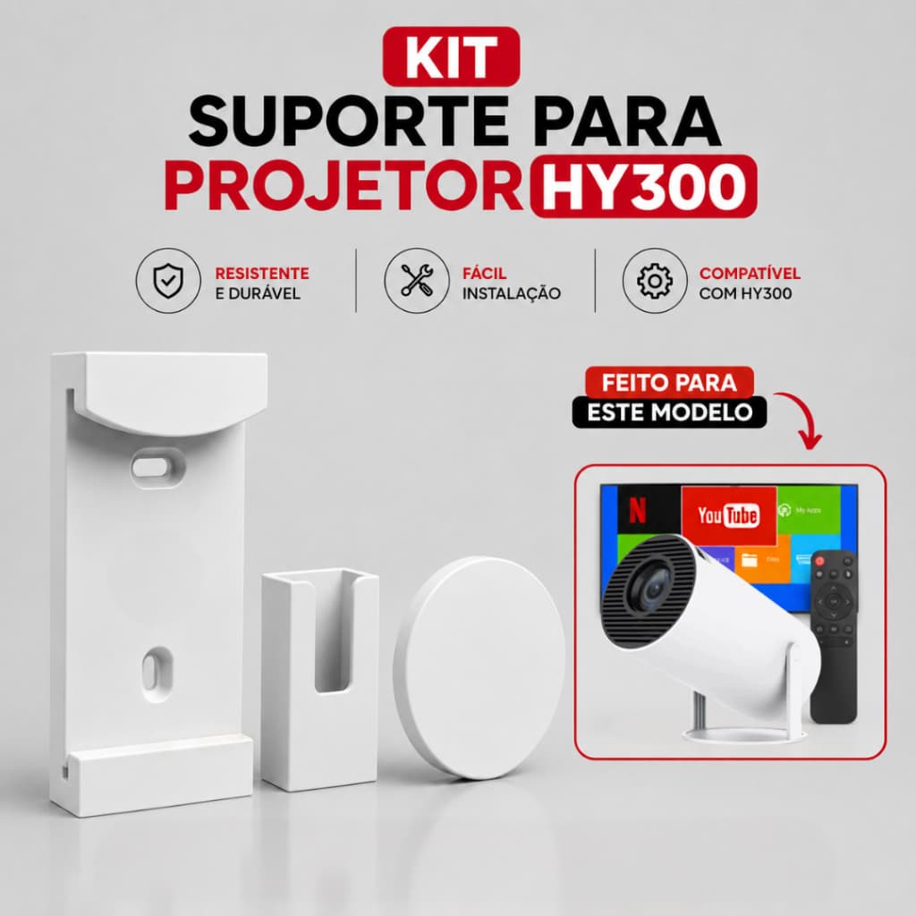 Suporte para projetor HY300 Magcubic Salange Transpeed para teto, parede kits com 1,2,3 - branco e preto