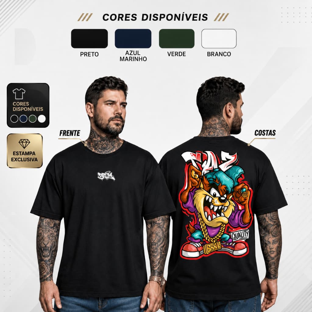 Camiseta Masculina Blusa Estampa Taz Mania California Streewear Elegante Casual Top