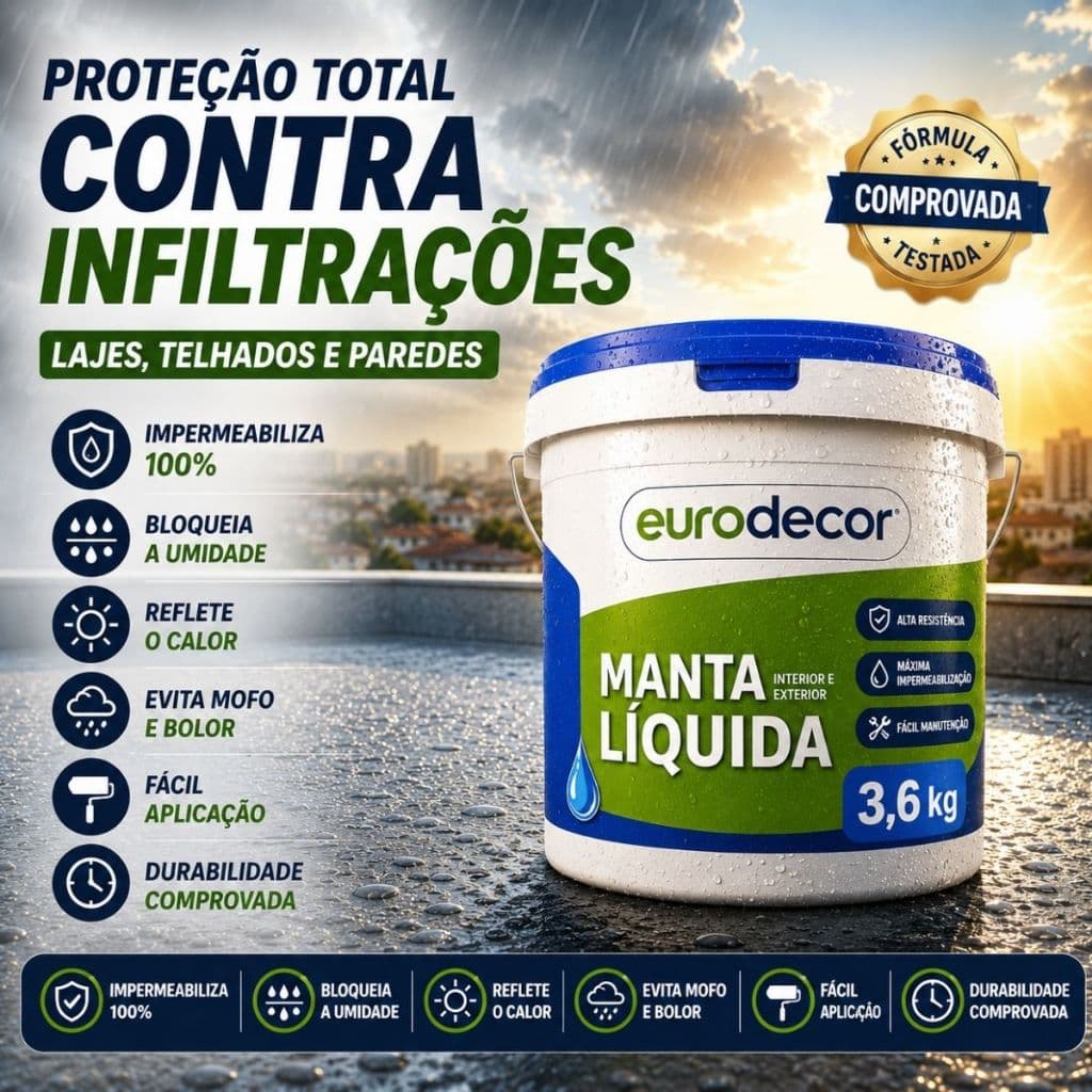 Manta Líquida Impermeabilizante Eurodecor Anti Infiltração 1Kg e 3,6Kg