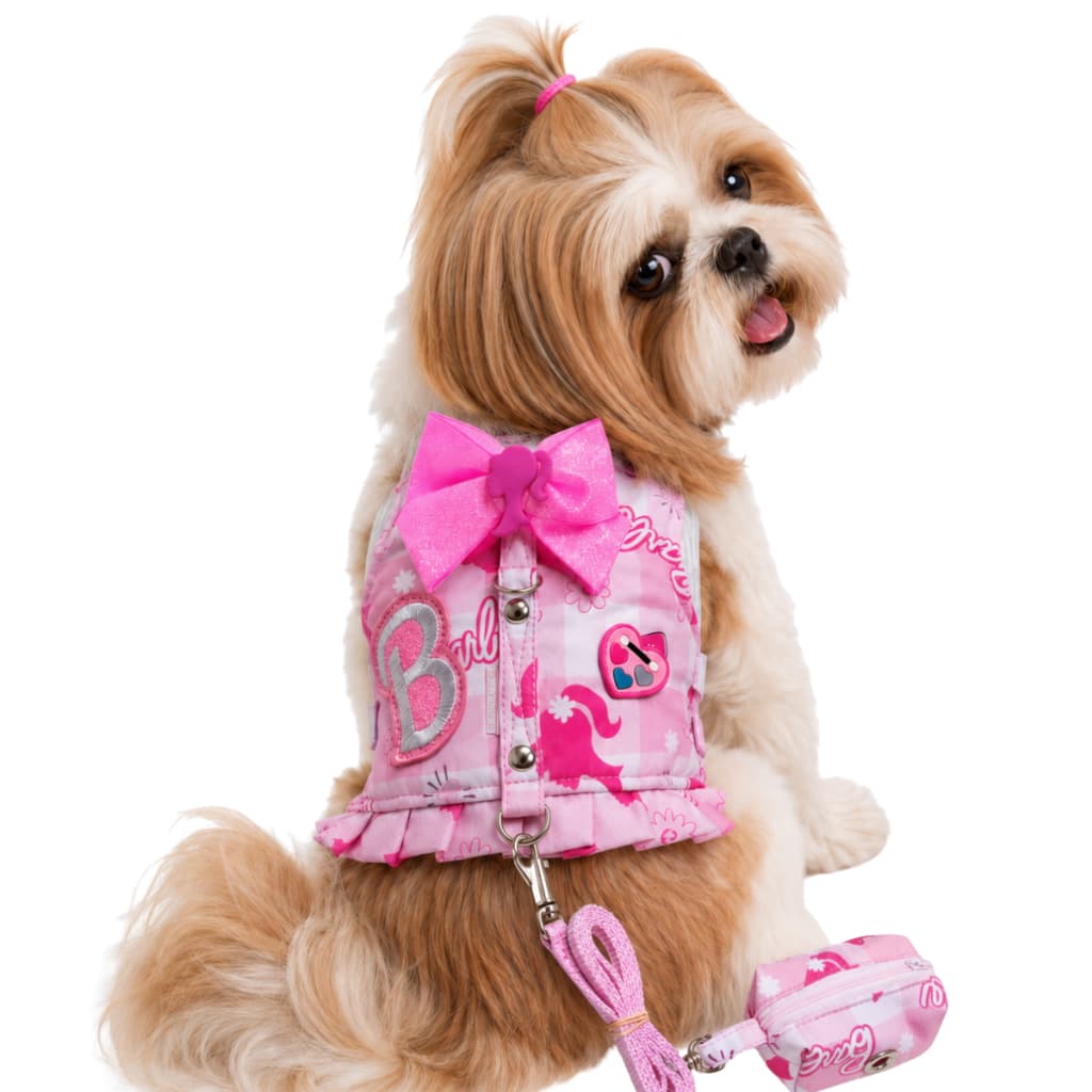 Peitoral com Guia para Cães e Gatos ajustavel com Porta Caca Barbie