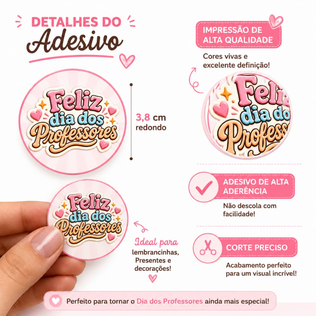 140 ETIQUETA ADESIVA 3,8X3,8CM Dia dos Professores
