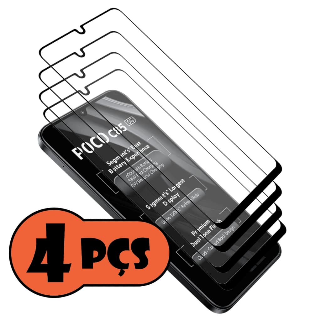 Kit Com 4 Películas de vidro 3D Para Xiaomi Poco C85