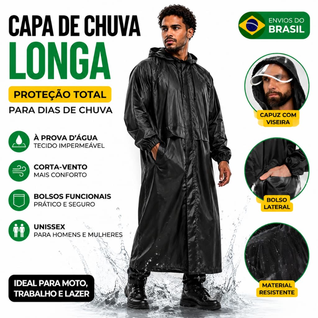 Capa de Chuva Impermeável Leve Portátil para  Resistente à Água Moto e Bicicleta,Tamanho Único
