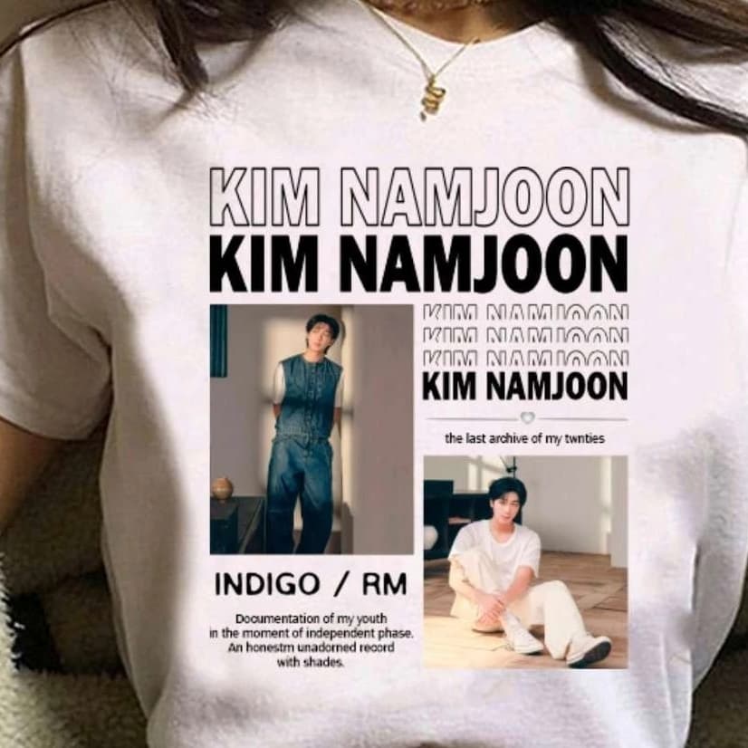 Camiseta T-shirt Basica Cantor Kpop Kim Namjoon Confortavel Unissex Feminina Premium Algodao 30.1