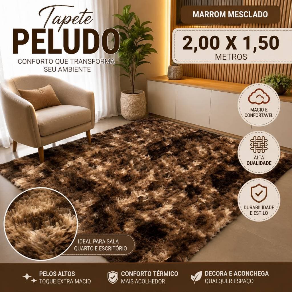 Tapete 2,00x1,50 Peludo Felpudo Quarto Sala Fofinho