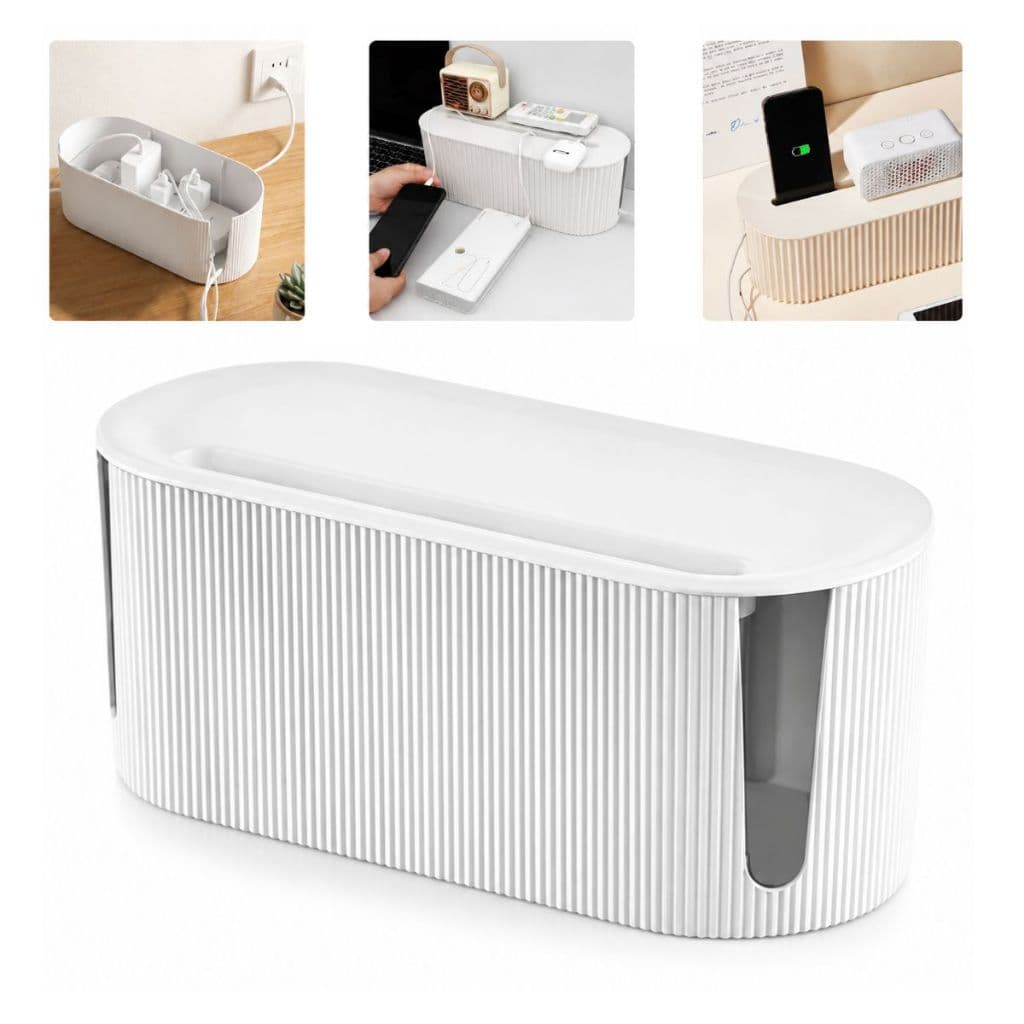 Caixa Organizadora Fios e Cabos 32 cm Esconder Fontes Carregadores Filtros Linha Ambiente Organizado