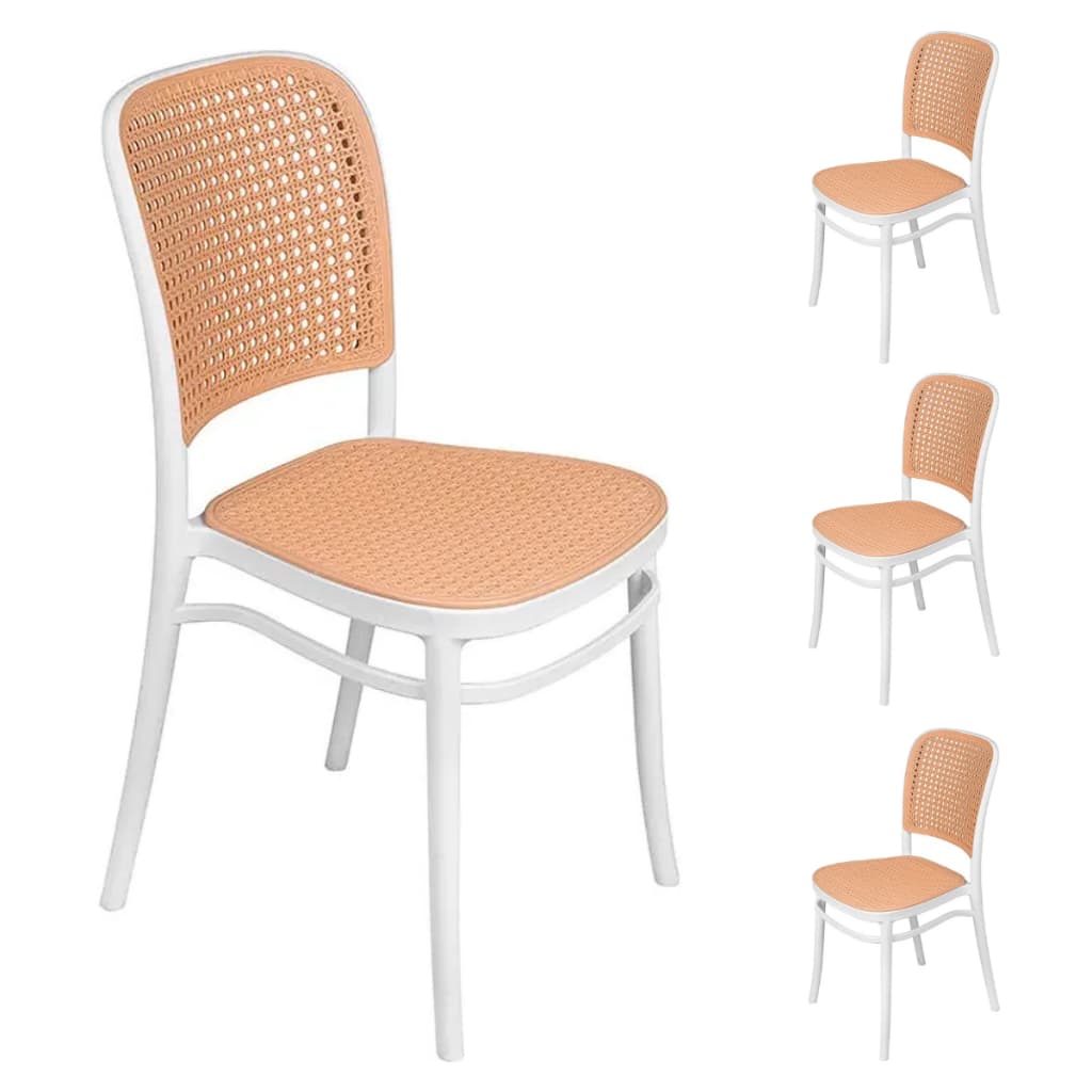 Kit 4 Cadeiras Rattan em Polipropileno MasterChair | Design Arabesco | Empilhável | 120kg
