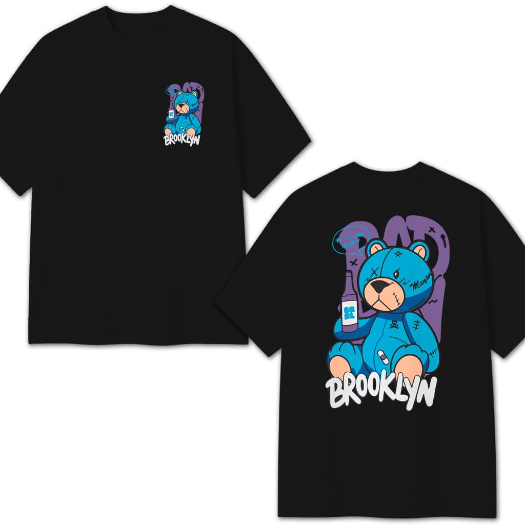 Camiseta Oversized Estilosa Urso Bad Verão Blusão 100% Algodão Unissex Estilo Casual