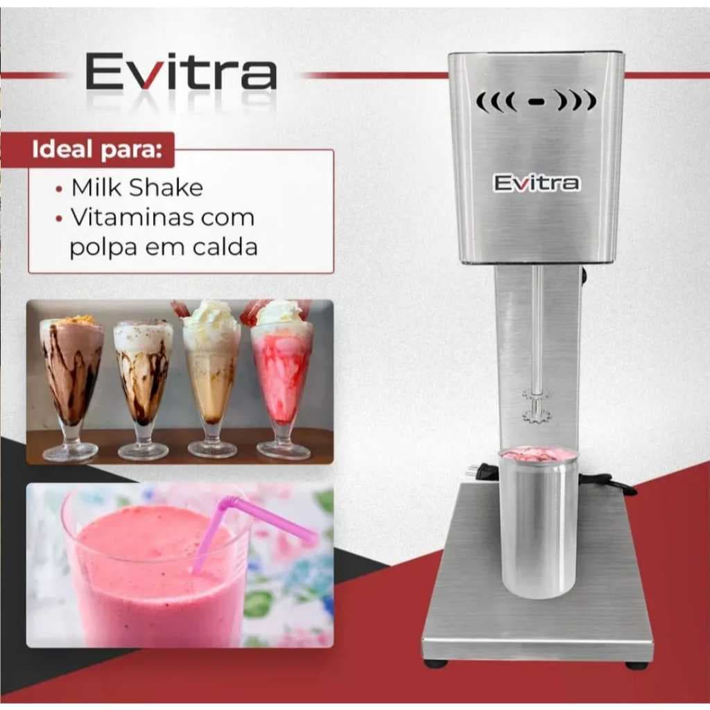 Batedor de Milk Shake Profissional 500W em Inox para Sorvetes, Açaí, Polpas, Vitaminas e Bebidas Cremosas