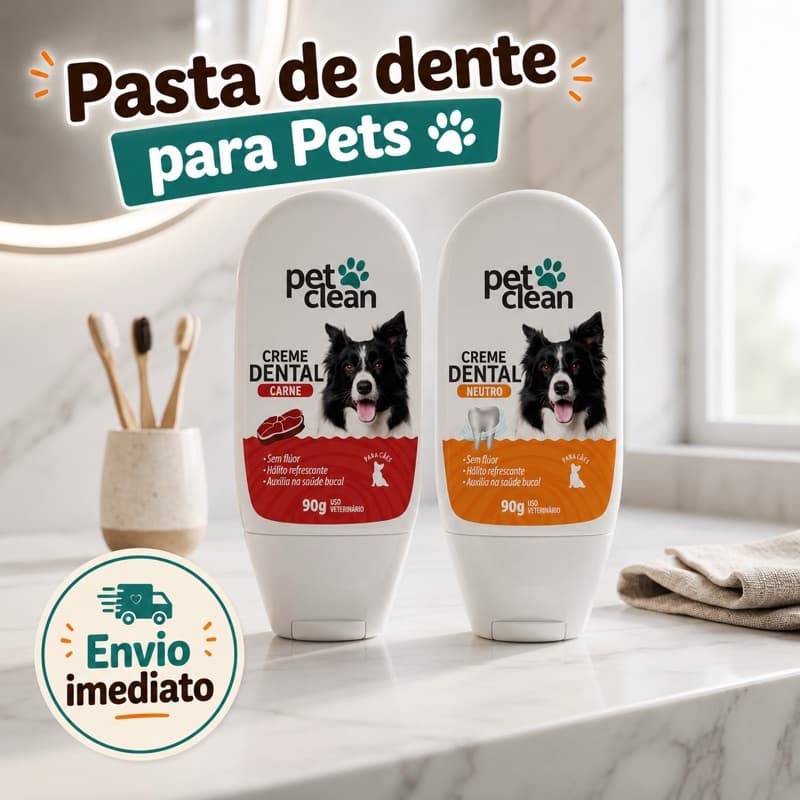 Pasta de Dente para Cachorro e Gato | Creme Dental Pet Clean Anti Mau Hálito e Tártaro