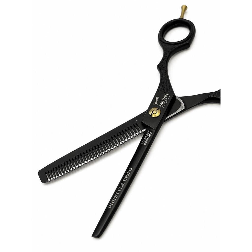 Tesoura Profissional Cabeleireiro Barbeiro Preta Jaguar 6.5" Desbaste Pre Style