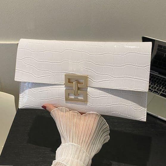 Bolsas de mão elegante estilo Clutch com design geómetrico - Branco