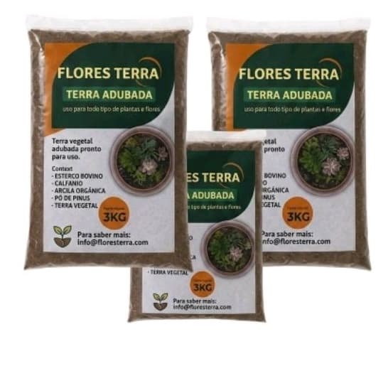 terra adubada Premium rica em nutrientes para o cultivo 3kg