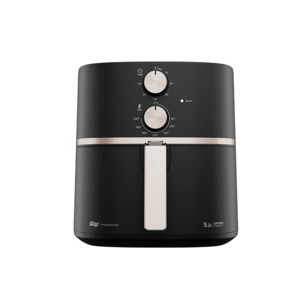 Fritadeira Air Fryer WAP Grand Family 5,2L 1500W Sem Óleo Antiaderente GrayStone Cesto Removível 220V Preta