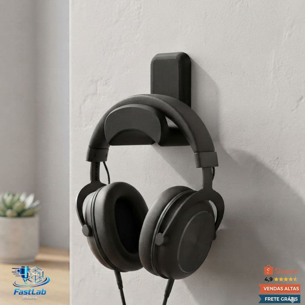 Suporte De Parede Fone Headset Headphone gamer Sofisticado Não Precisa Furar a Parede Acompanha Fita
