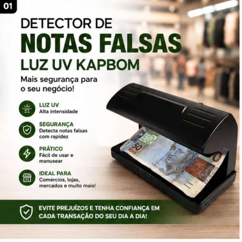 Detector de Notas Falsas Luz UV Ultravioleta 110V Verificador de Dinheiro Cédulas Cartões Kapbom