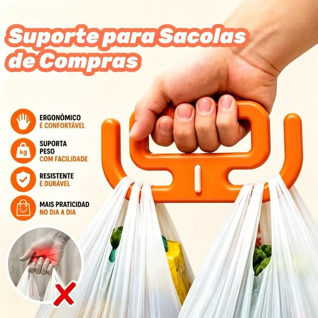 Pegadores de Sacola com Design Antiderrapante – Reduz o Desconforto nas Mãos e Protege Contra Marcas e Dores