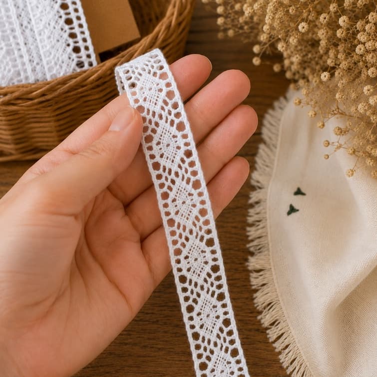 Renda Algodão 1,5cm 10m Entremeio Artesanato Costura Personalização Boneca Roupa Decoração Acabamento