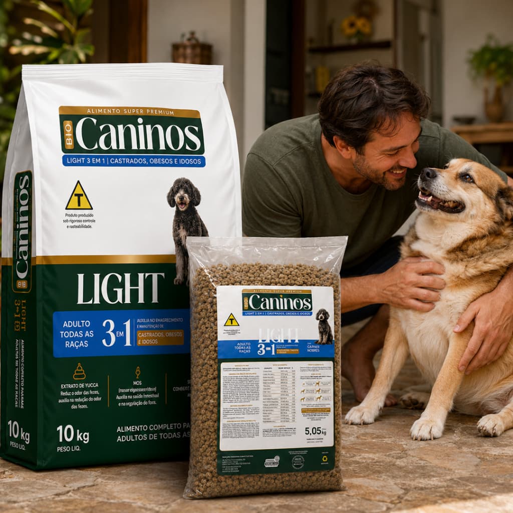 Ração Cachorro Ligth Super Premium 10kg ou 5kg Sabor Carnes Nobres 25% Proteína
