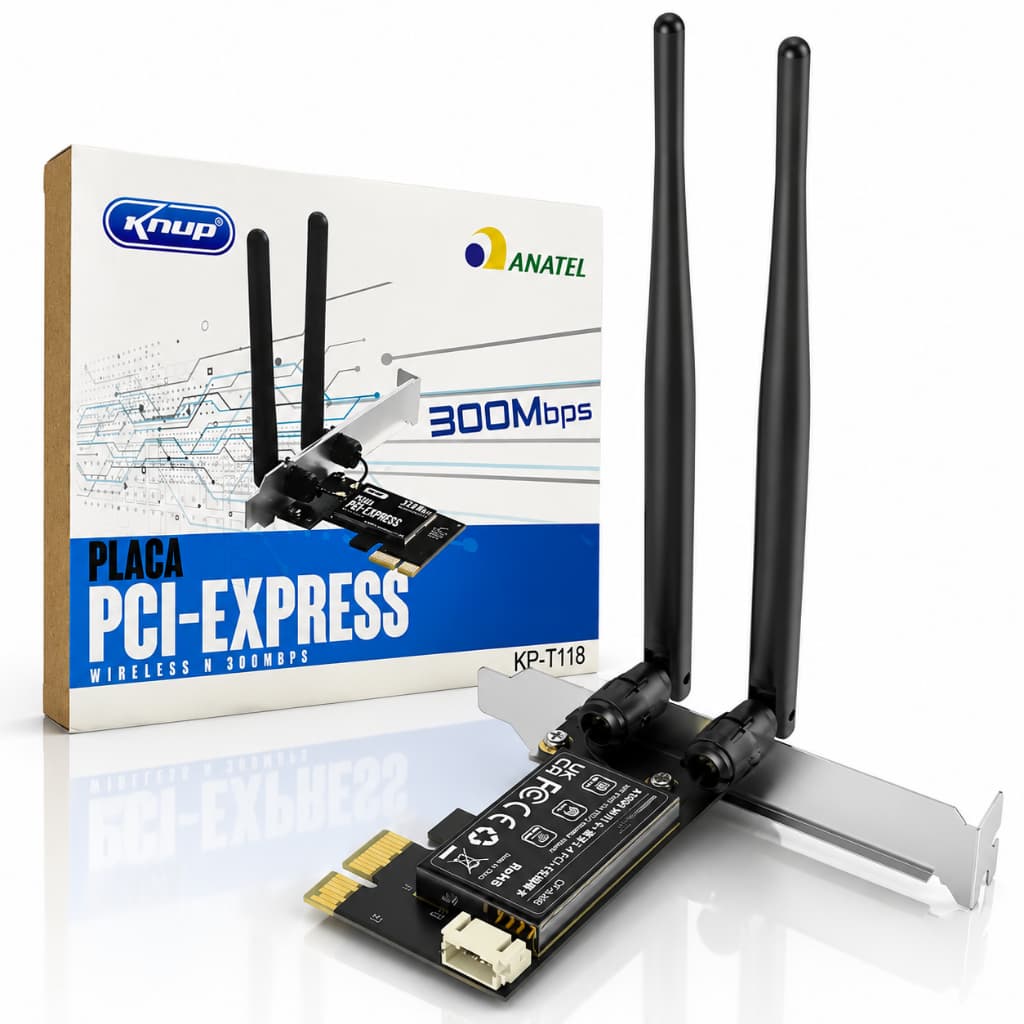Placa De Rede Sem Fio Pci-express 300mbps 2 Antenas 2.4ghz