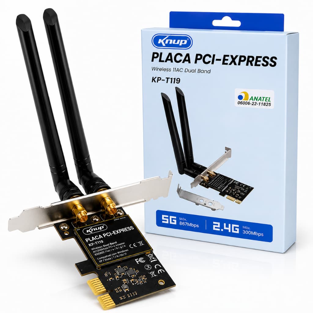 Placa Wifi Dual Band 2.4 / 5ghz 1200mbps Pci-e Desktop Pc